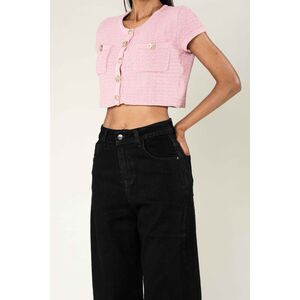 Jean stretch coupe droite et large en denim avec des effets délavés