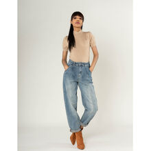 Jean baggy à jambes larges en denim coton délavé stretch