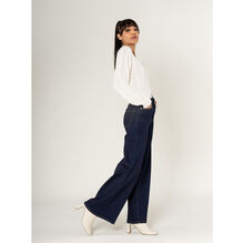 Jean Wide Leg taille haute en denim de coton stretch