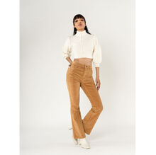 Pantalon bootcut taille haute en velours côtelé extensible