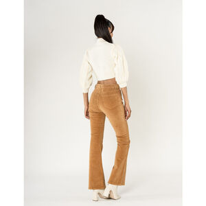 Pantalon bootcut taille haute en velours côtelé extensible