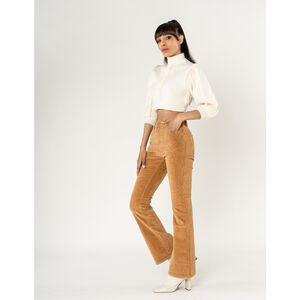 Pantalon bootcut taille haute en velours côtelé extensible