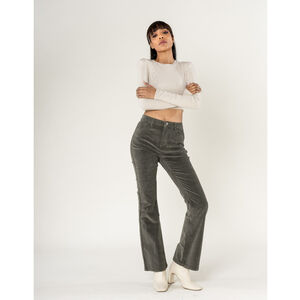 Pantalon bootcut taille haute en velours côtelé extensible
