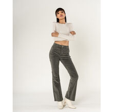 Pantalon bootcut taille haute en velours côtelé extensible