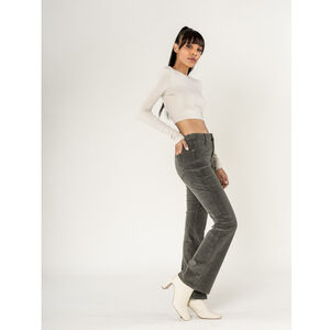 Pantalon bootcut taille haute en velours côtelé extensible