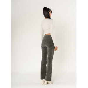 Pantalon bootcut taille haute en velours côtelé extensible