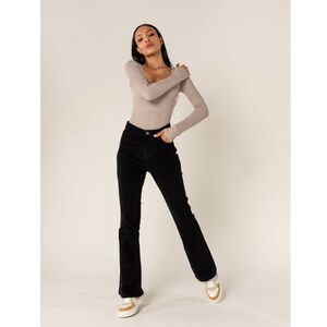 Pantalon bootcut taille haute en velours côtelé extensible