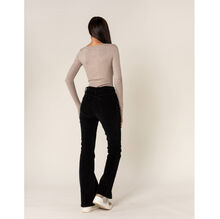 Pantalon bootcut taille haute en velours côtelé extensible