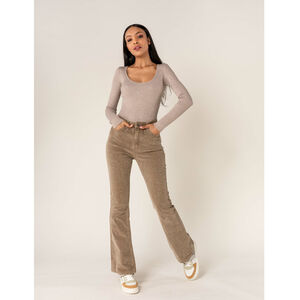 Pantalon bootcut taille haute en velours côtelé extensible