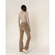 Pantalon bootcut taille haute en velours côtelé extensible