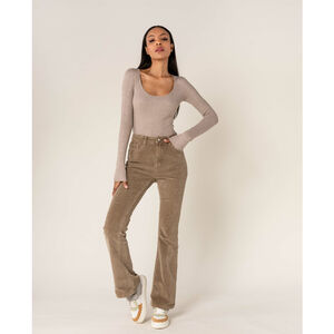 Pantalon bootcut taille haute en velours côtelé extensible