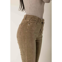 Pantalon bootcut taille haute en velours côtelé extensible