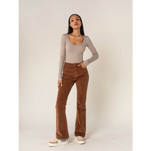 Pantalon bootcut taille haute en velours côtelé extensible