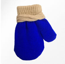 Gants mitaines sans doigts tricotés en deux tons pour enfant