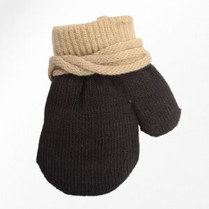 Gants mitaines sans doigts tricotés en deux tons pour enfant