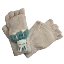 Gants mitaines pour enfants avec rabat capuche lapin