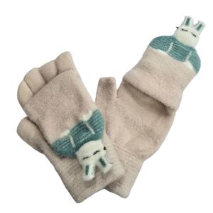 Gants mitaines pour enfants avec rabat capuche lapin