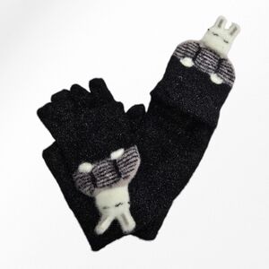 Gants mitaines pour enfants avec rabat capuche lapin