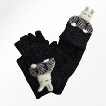 Gants mitaines pour enfants avec rabat capuche lapin
