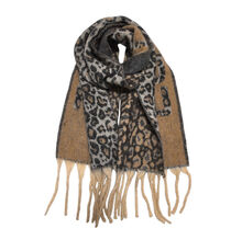 Écharpe épaisse à grosses franges avec motif léopard et lettrage LOVE - 3 pièces
