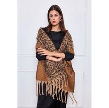 Écharpe épaisse à grosses franges avec motif léopard et lettrage LOVE - 3 pièces