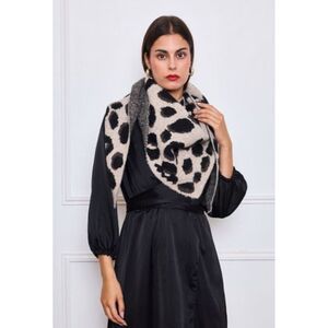 Foulard triangle épaisse en double face à motif léopard et uni - 3 pièces