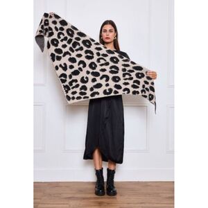 Foulard triangle épaisse en double face à motif léopard et uni - 3 pièces