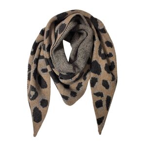 Foulard triangle épaisse en double face à motif léopard et uni - 3 pièces