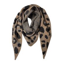 Foulard triangle épaisse en double face à motif léopard et uni - 3 pièces