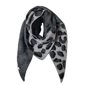 Foulard triangle épaisse en double face à motif léopard et uni - 3 pièces