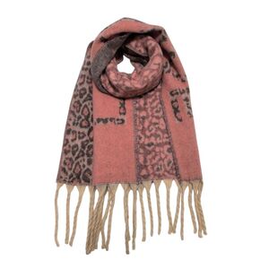 Écharpe épaisse à grosses franges avec motif léopard et lettrage LOVE - 12 pièces
