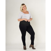 Legging ajusté grande taille coupe haute avec zip et poches avant/arrière