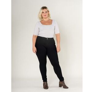 Legging ajusté grande taille coupe haute avec zip et poches avant/arrière