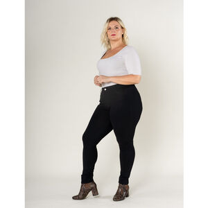 Legging ajusté grande taille coupe haute avec zip et poches avant/arrière