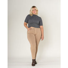 Legging ajusté grande taille coupe haute avec zip et poches avant/arrière