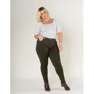 Legging ajusté grande taille coupe haute avec zip et poches avant/arrière
