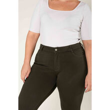 Legging ajusté grande taille coupe haute avec zip et poches avant/arrière
