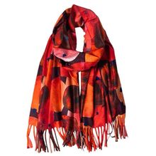 Écharpe d'hiver imprimée de motif géométrique et abstraites avec franges - 3 pièces