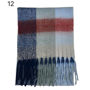 Écharpe douce et colorée à franges avec motif quadrillé - 3 pièces