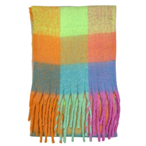 Écharpe douce et colorée à franges avec motif quadrillé - 3 pièces