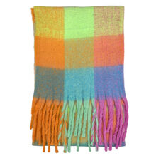 Écharpe douce et colorée à franges avec motif quadrillé - 3 pièces