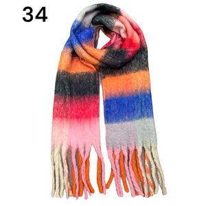 Écharpe douce et colorée à franges avec motif quadrillé - 3 pièces