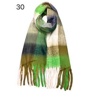 Écharpe douce et colorée à franges avec motif quadrillé - 3 pièces