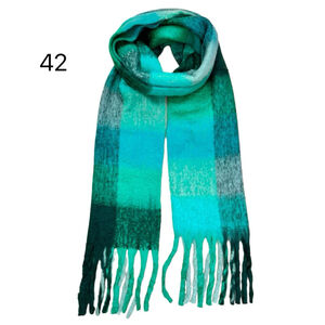 Écharpe douce et colorée à franges avec motif quadrillé - 3 pièces