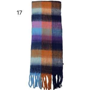 Écharpe douce et colorée à franges avec motif quadrillé - 12 pièces