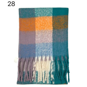 Écharpe douce et colorée à franges avec motif quadrillé - 12 pièces