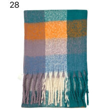 Écharpe douce et colorée à franges avec motif quadrillé - 12 pièces