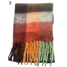 Écharpe douce et colorée à franges avec motif quadrillé - 12 pièces