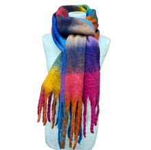 Écharpe douce et colorée à franges avec motif quadrillé - 12 pièces