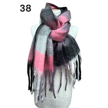 Écharpe douce et colorée à franges avec motif quadrillé - 12 pièces